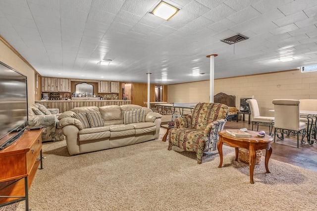 living room with light wood-type flooring