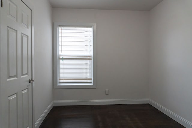 empty room with dark wood-type flooring