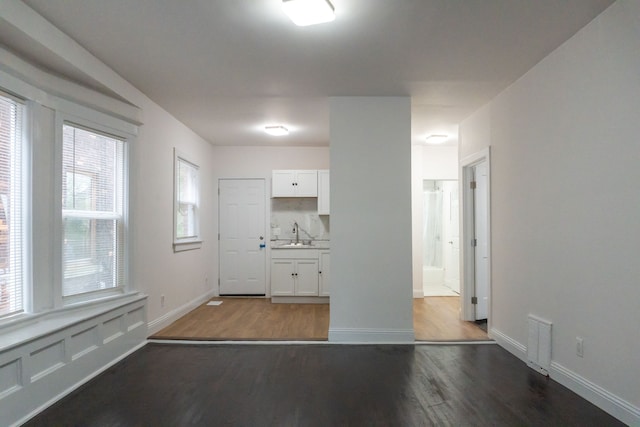 entrance foyer featuring wood-type flooring and sink