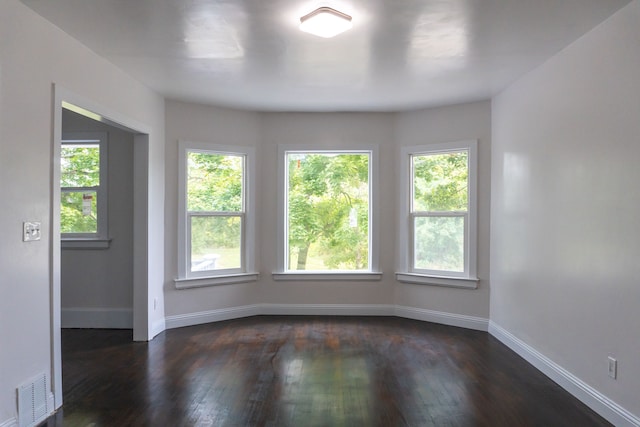 empty room featuring dark hardwood / wood-style flooring