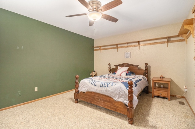 bedroom with carpet and ceiling fan