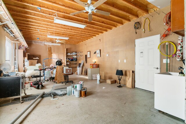 381 S Lorenz Rd, Tawas City, MI 48763 - garage with ceiling fan