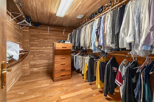 spacious closet with light wood-type flooring