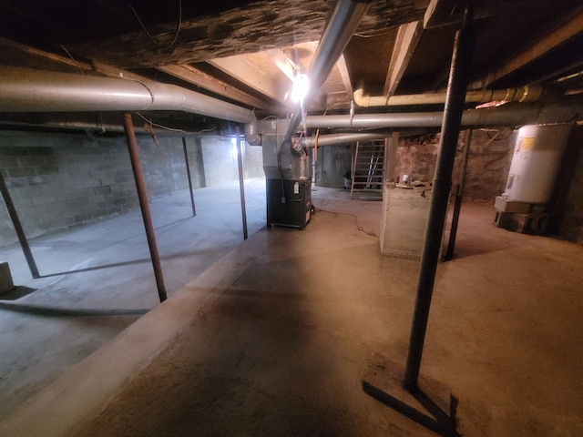 basement with heating unit