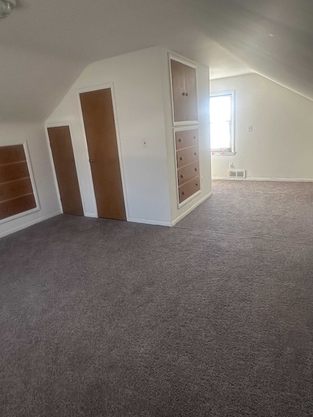 additional living space with carpet floors and lofted ceiling