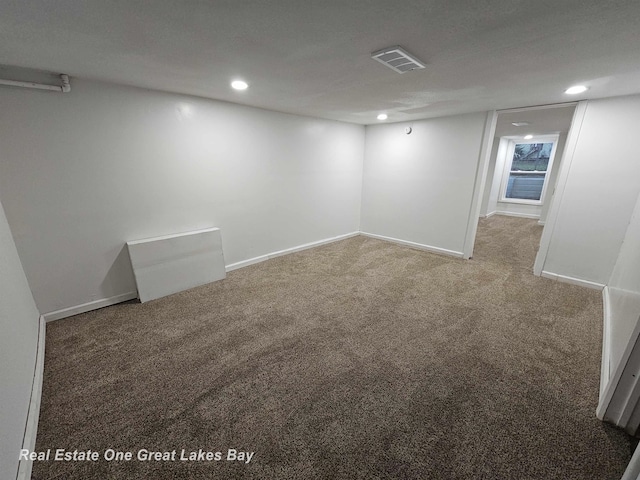 basement with carpet