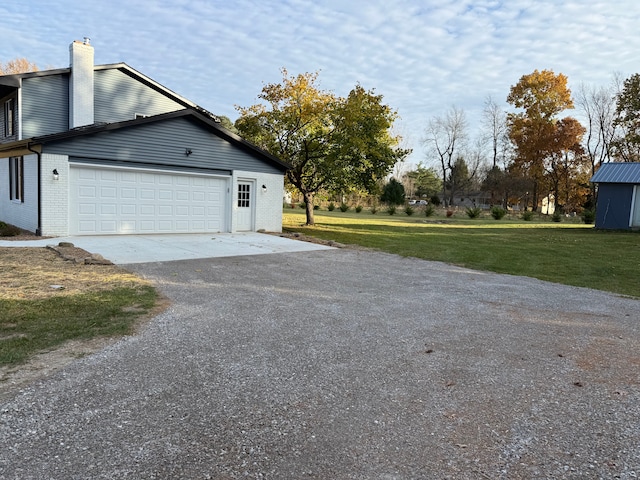 view of home's exterior with a lawn