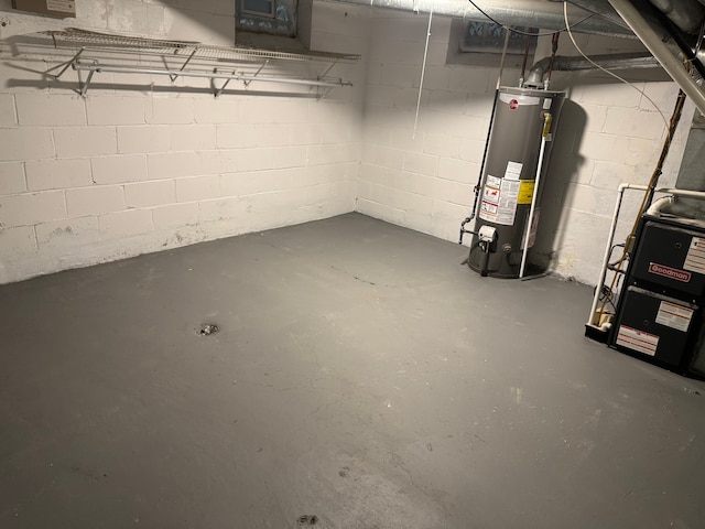 basement with gas water heater