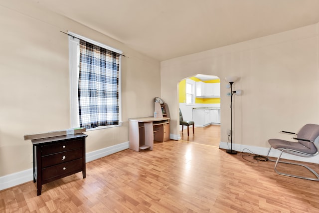 sitting room with light hardwood / wood-style floors and plenty of natural light