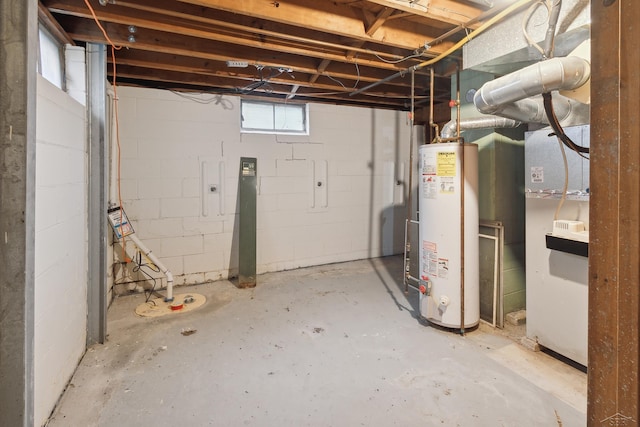 basement with water heater