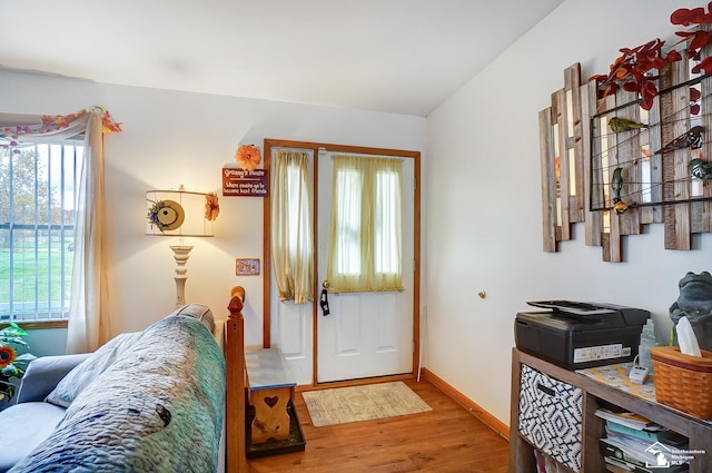 entryway with hardwood / wood-style floors