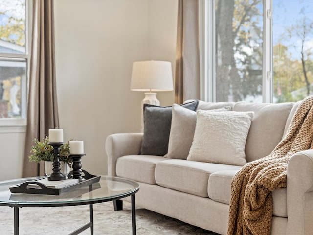 living room with plenty of natural light