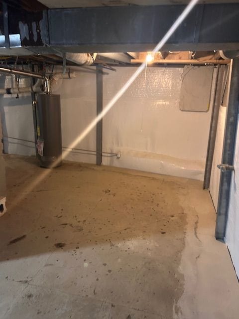 basement with water heater