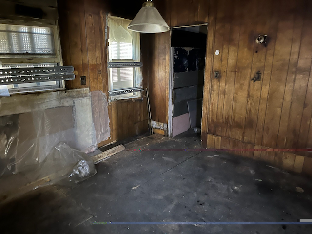 kitchen with wooden walls
