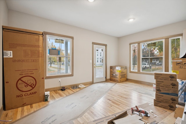 interior space with light hardwood / wood-style flooring