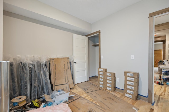 bedroom with light hardwood / wood-style floors