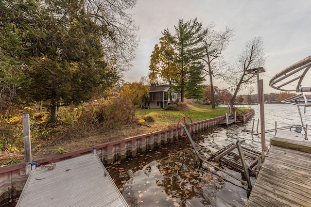 view of dock featuring a water view