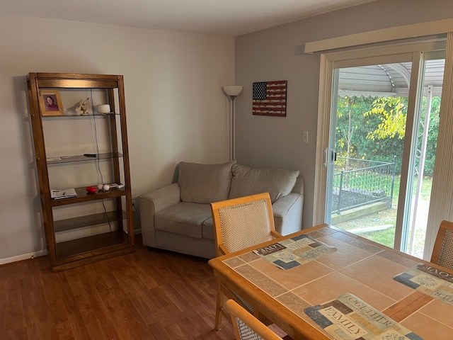 dining space featuring hardwood / wood-style flooring