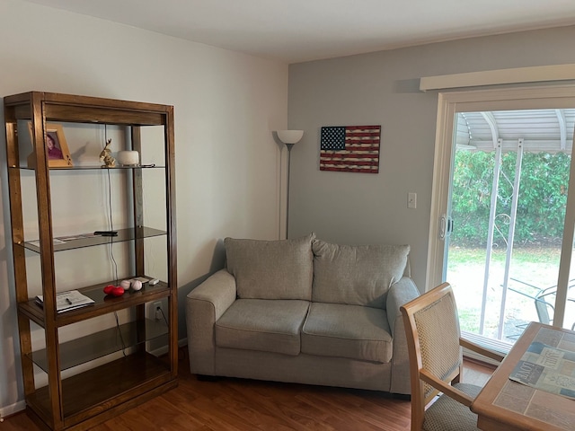 living room with wood-type flooring