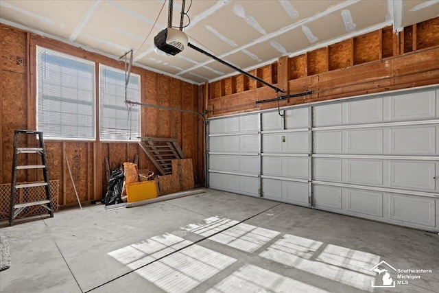 garage with a garage door opener