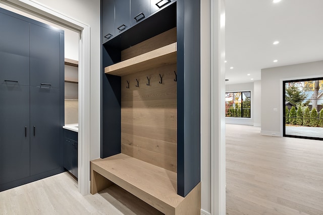 mudroom with light wood-type flooring