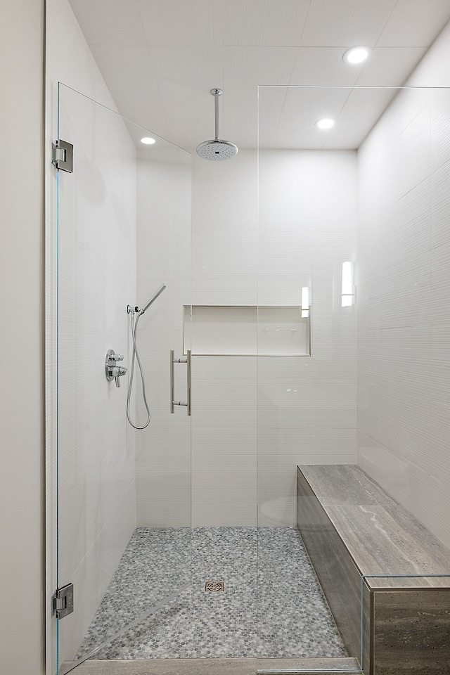 bathroom featuring walk in shower