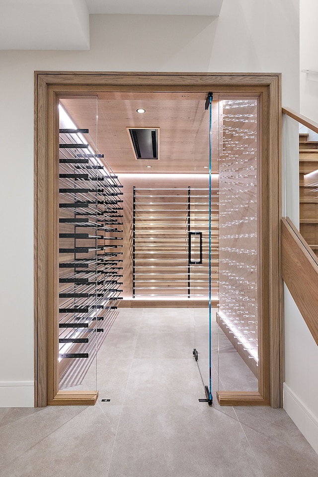 interior space featuring wood ceiling