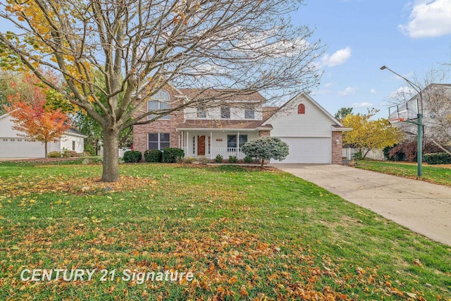 view of front of property featuring covered porch and a front yard