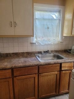 kitchen featuring backsplash and sink