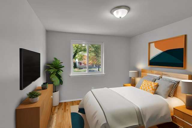 bedroom featuring light wood-type flooring