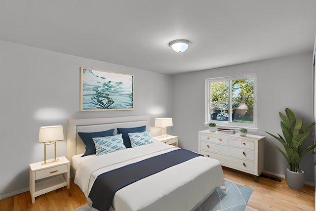 bedroom featuring light hardwood / wood-style flooring