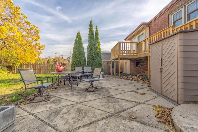 view of patio with a wooden deck