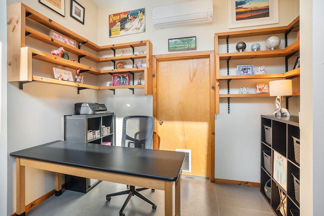 office area with a wall mounted air conditioner