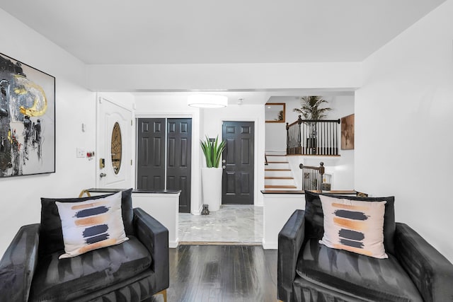 living room with hardwood / wood-style flooring