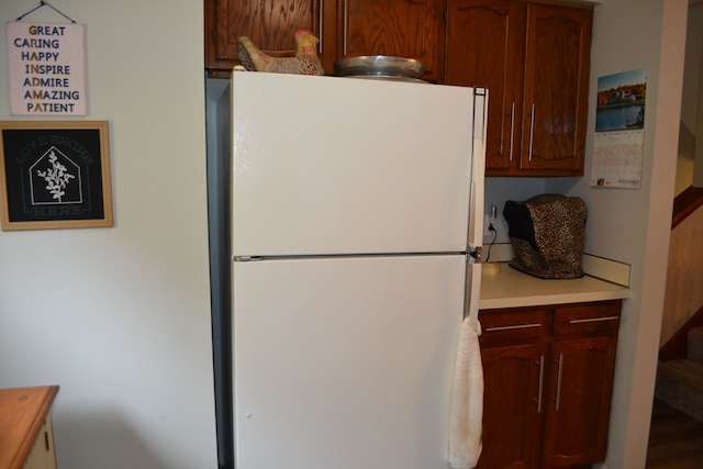 kitchen featuring white refrigerator