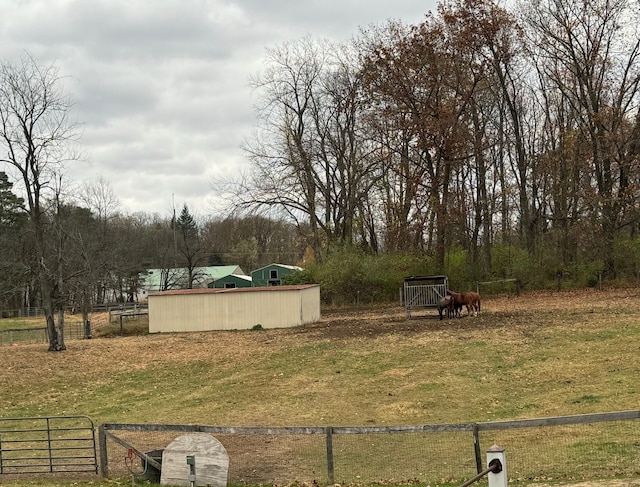 view of yard with a rural view