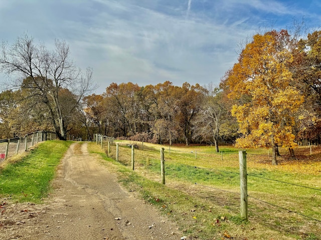 view of street featuring a rural view