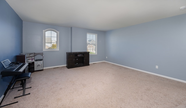 view of carpeted home office