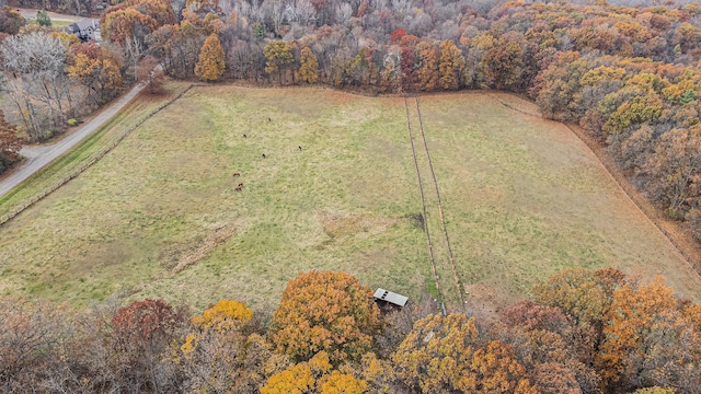 drone / aerial view with a rural view