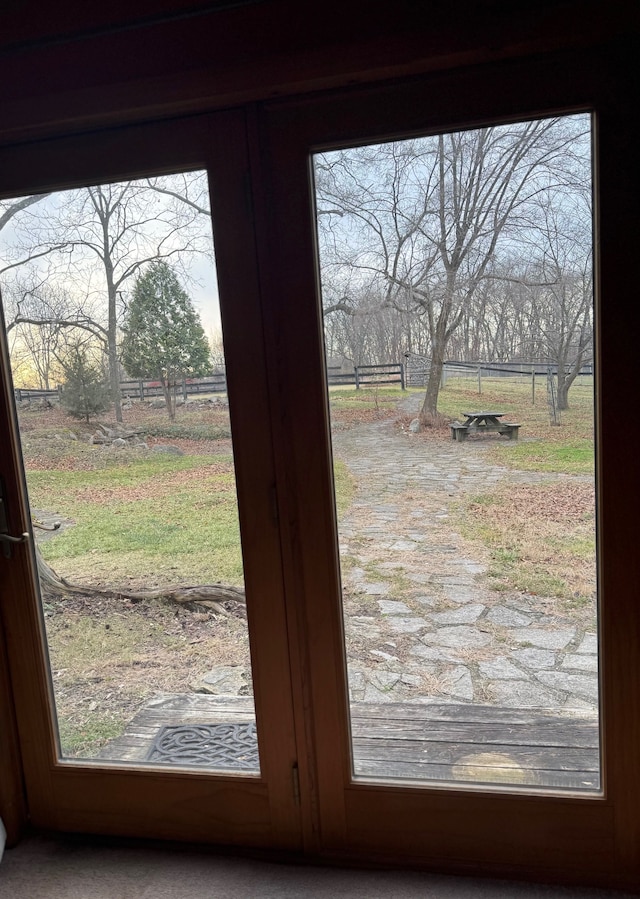 doorway to outside with a rural view