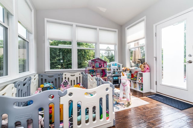 sunroom with vaulted ceiling