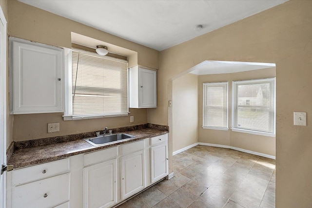 kitchen featuring sink and white cabinets