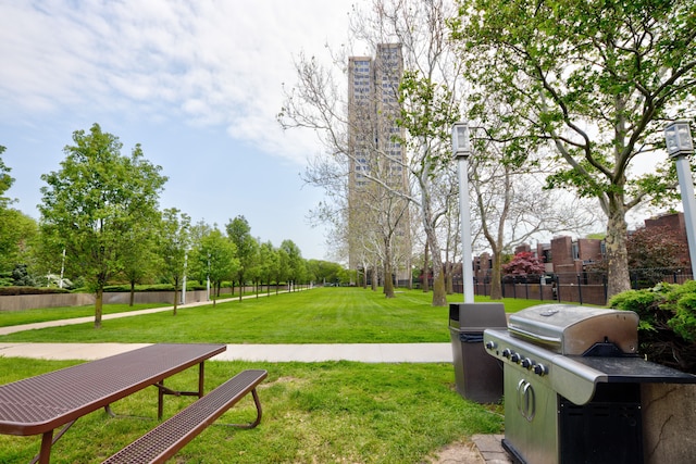 view of community featuring a lawn