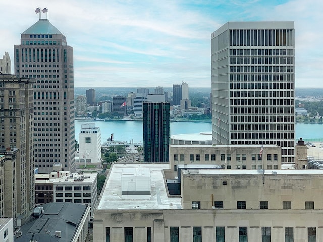 property's view of city with a water view