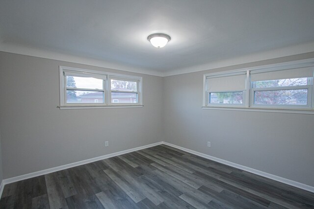 empty room with dark wood-type flooring