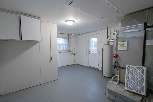 basement with gas water heater