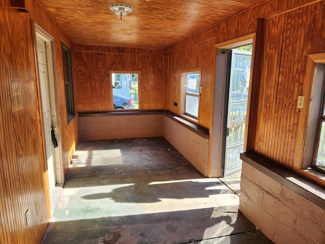 interior space with wood ceiling