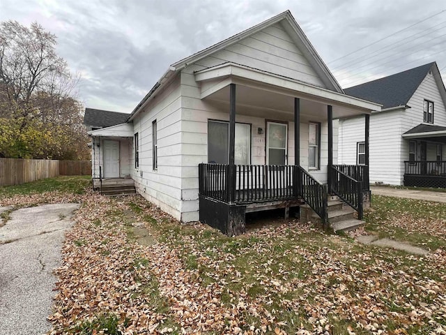 bungalow featuring covered porch