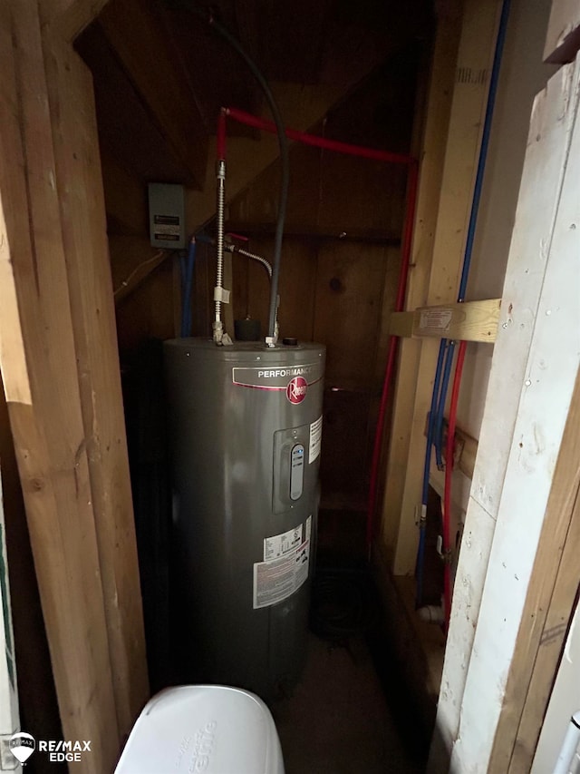 utility room with water heater