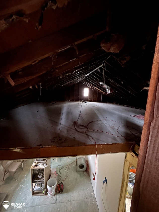 view of unfinished attic